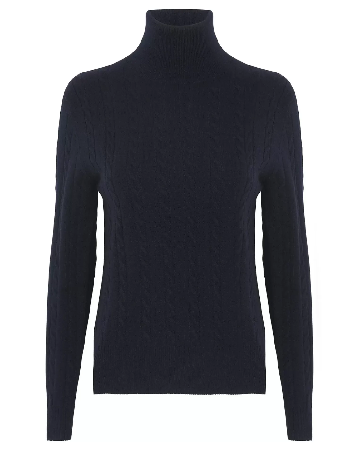 Kujten Sweaters & Sweatshirts>Turtleneck Long Sleeve Cashmere Sweater, 2-Threads Bleu Marine Fonce