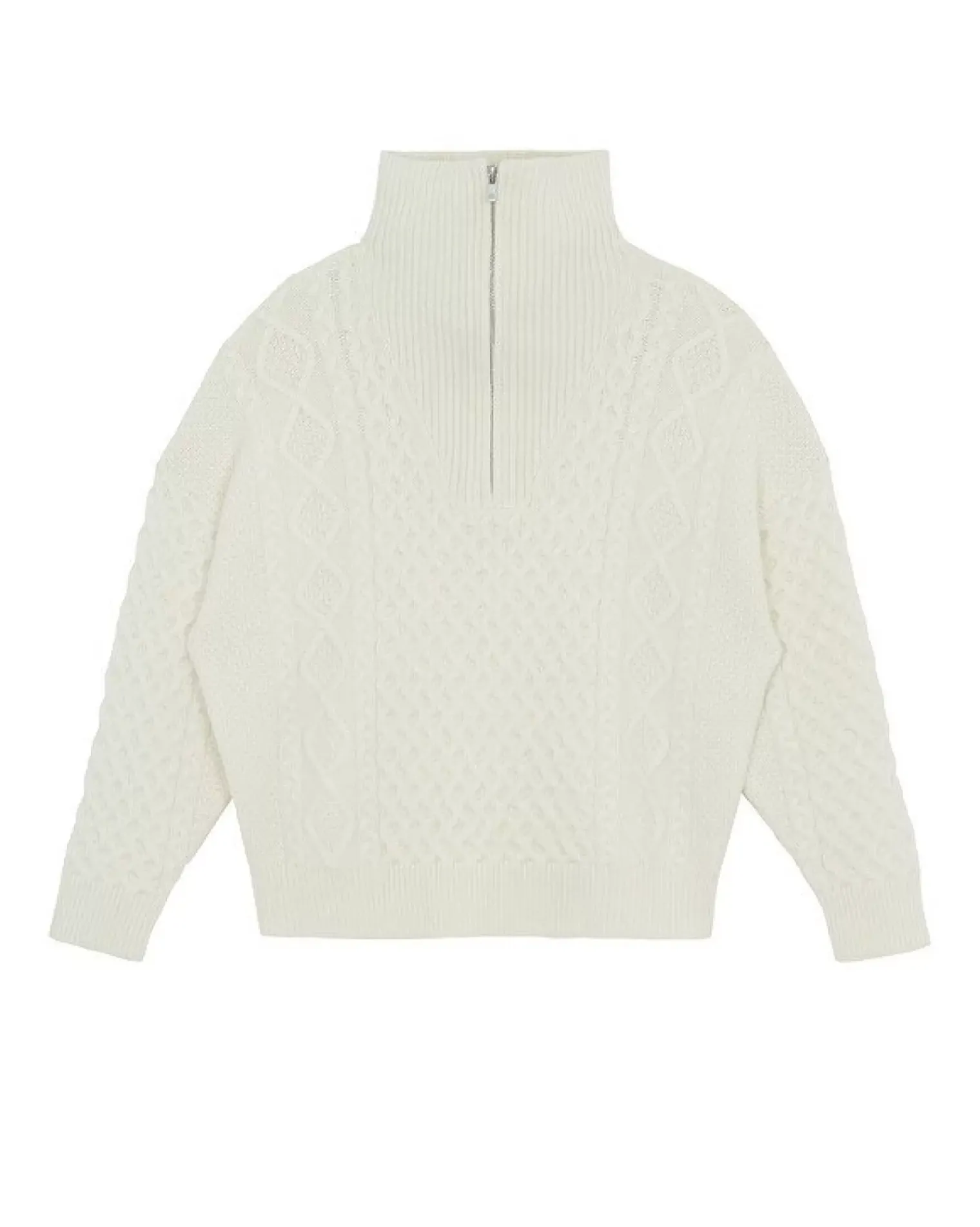 Kujten Sweaters & Sweatshirts>Twisted Cashmere Half Zip Neck Sweater, 6-Threads Blanc