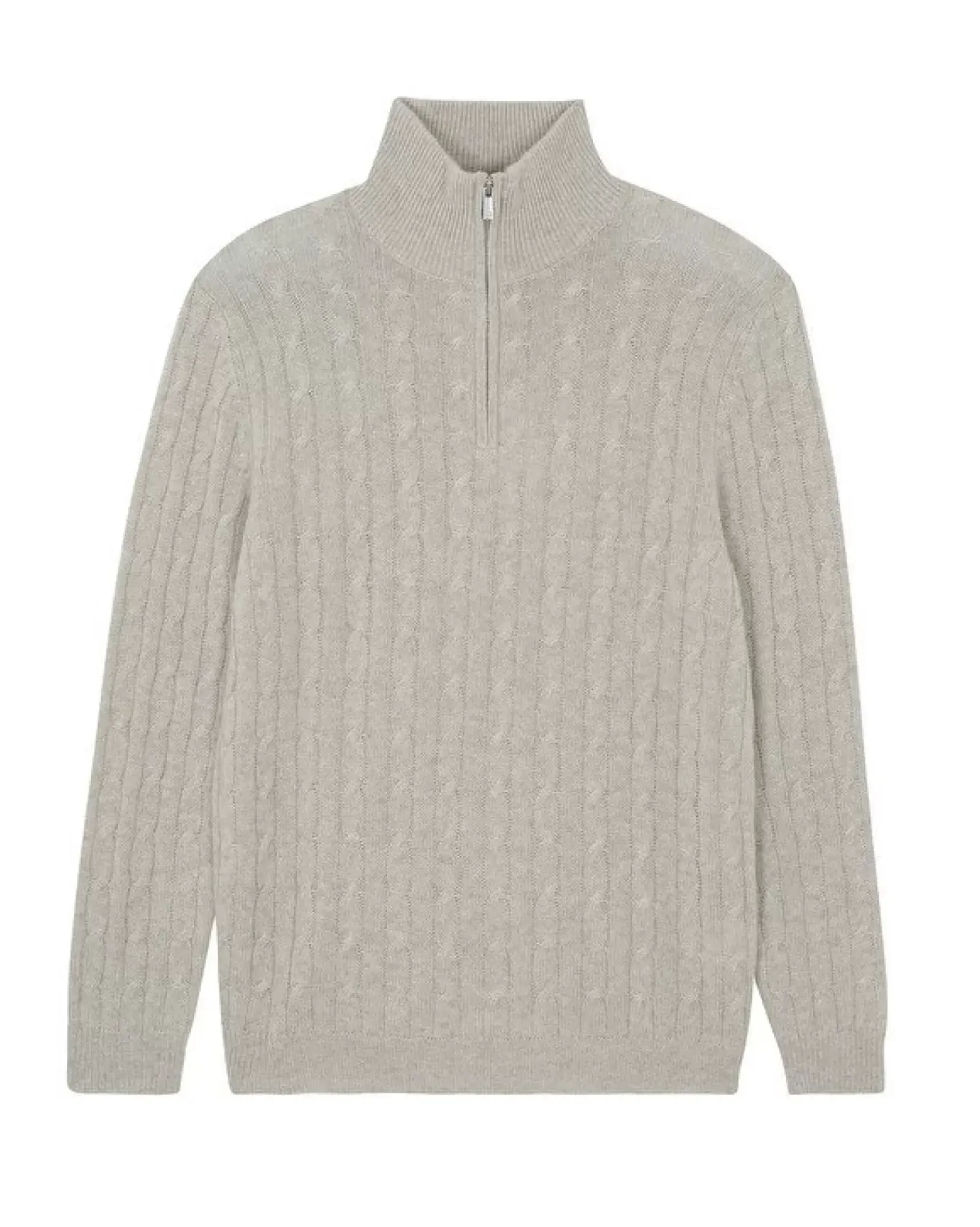 Kujten Sweaters & Sweatshirts>Twisted Cashmere Half Zip Sweater, 4-Threads Avoine