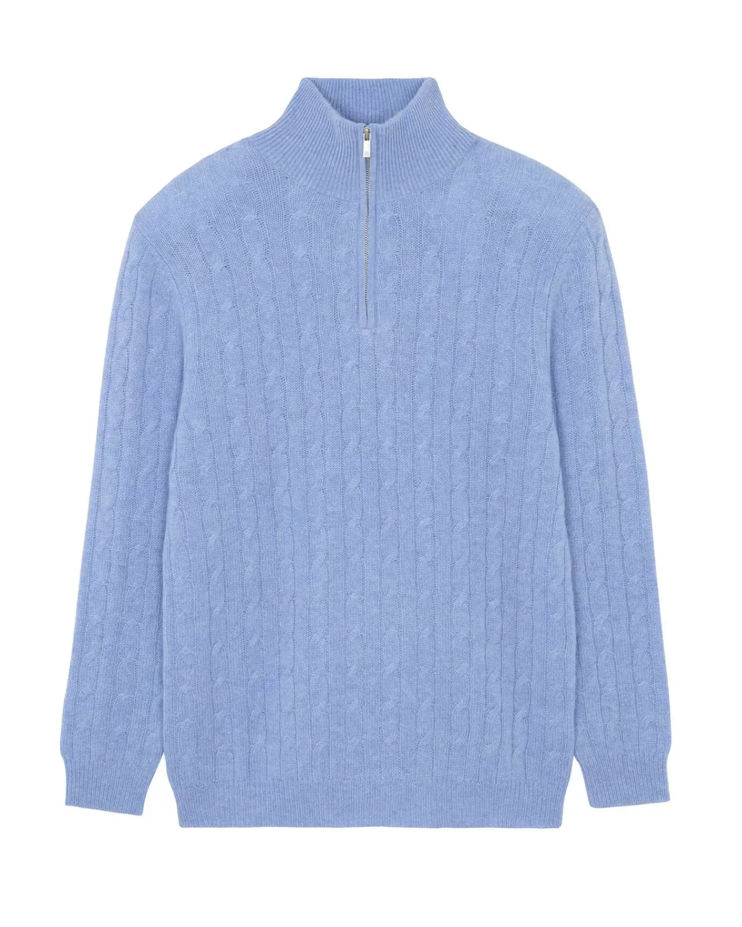 Kujten Sweaters & Sweatshirts>Twisted Cashmere Half Zip Sweater, 4-Threads Bleu Jeans