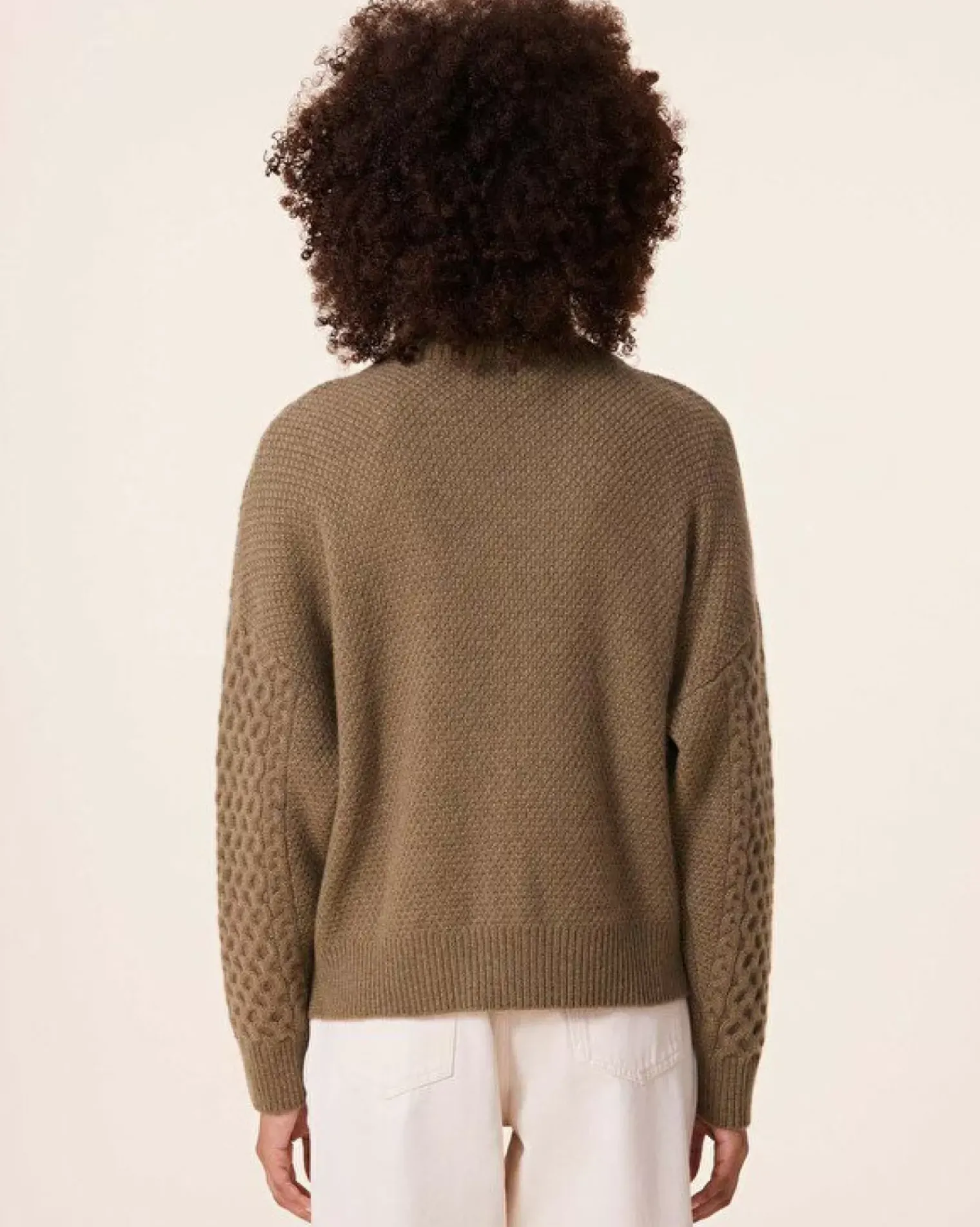 Kujten Sweaters & Sweatshirts>Twisted Cashmere Half Zip Neck Sweater, 6-Threads Kaki Scout