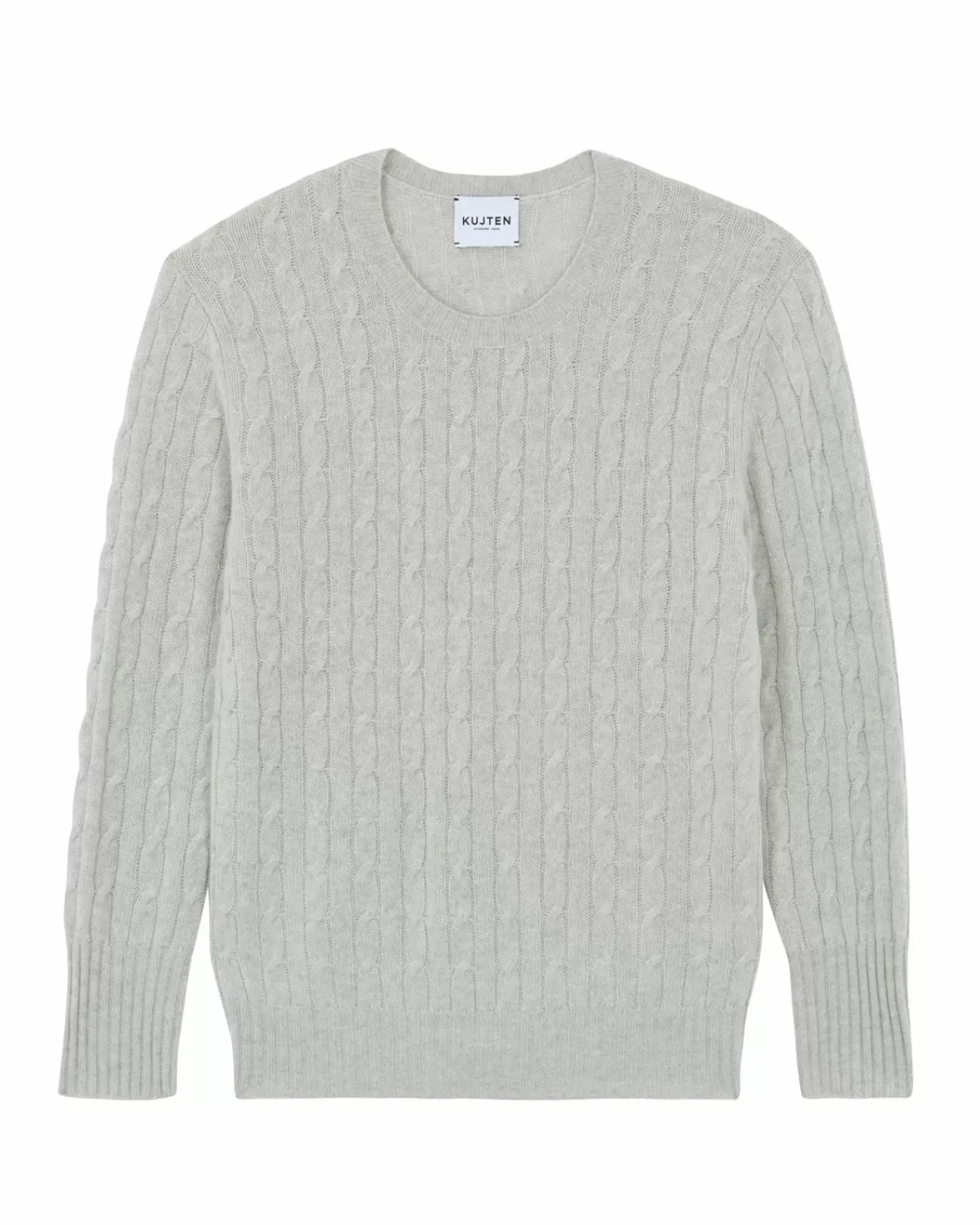 Kujten Sweaters & Sweatshirts>Twisted Round Neck Cashmere Sweater Gris Bouleau