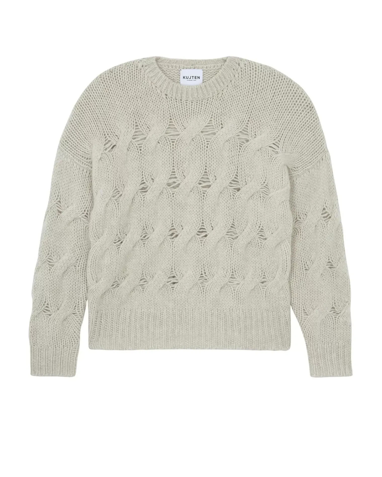 Kujten Sweaters & Sweatshirts>Twisted Round Neck Cashmere Sweater, 10-Threads Avoine