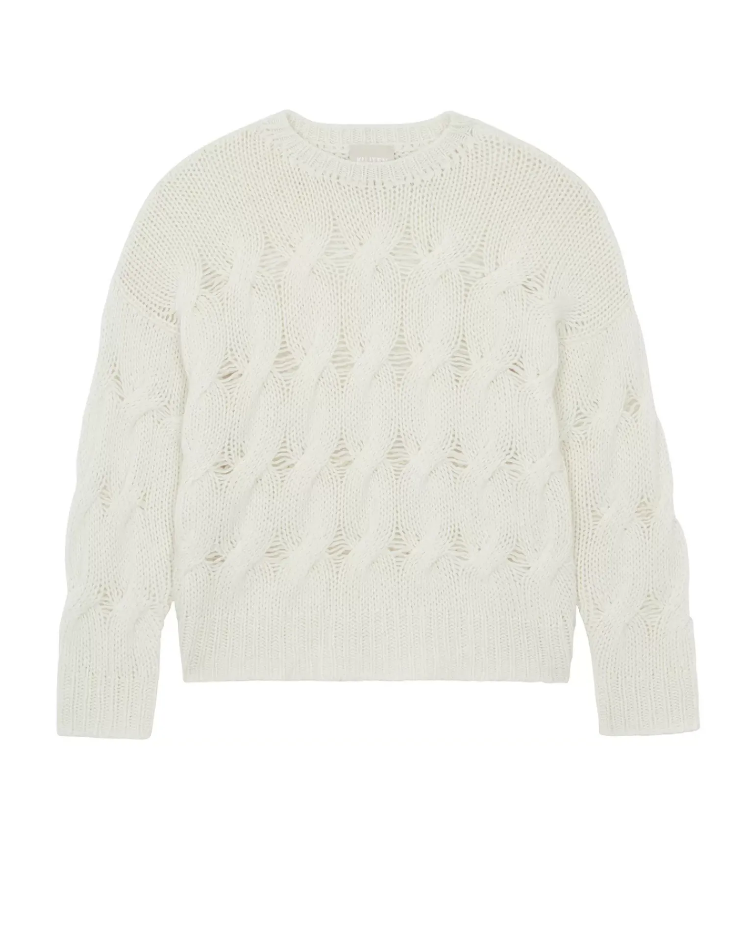 Kujten Sweaters & Sweatshirts>Twisted Round Neck Cashmere Sweater, 10-Threads Blanc