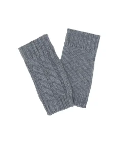 Kujten Gloves & Mittens>Twisted Short Cashmere Mittens, 12-Threads Gris Flanelle