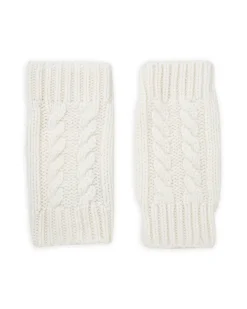 Kujten Gloves & Mittens>Twisted Short Cashmere Mittens, 12-Threads Blanc