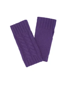 Kujten Gloves & Mittens>Twisted Short Cashmere Mittens, 12-Threads Deep Purple