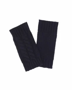 Kujten Gloves & Mittens>Twisted Short Cashmere Mittens, 12-Threads Bleu Marine Fonce