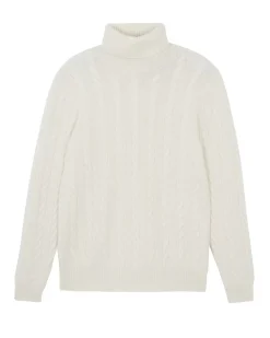 Kujten Sweaters & Sweatshirts>Twisted Turtleneck Cashmere Sweater, 8-Threads Blanc