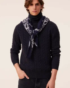 Kujten Sweaters & Sweatshirts>Twisted Turtleneck Cashmere Sweater, 8-Threads Ocean