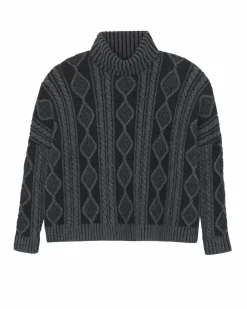 Kujten Sweaters & Sweatshirts>Twisted Turtleneck Cashmere Sweater, 4-Threads Noir