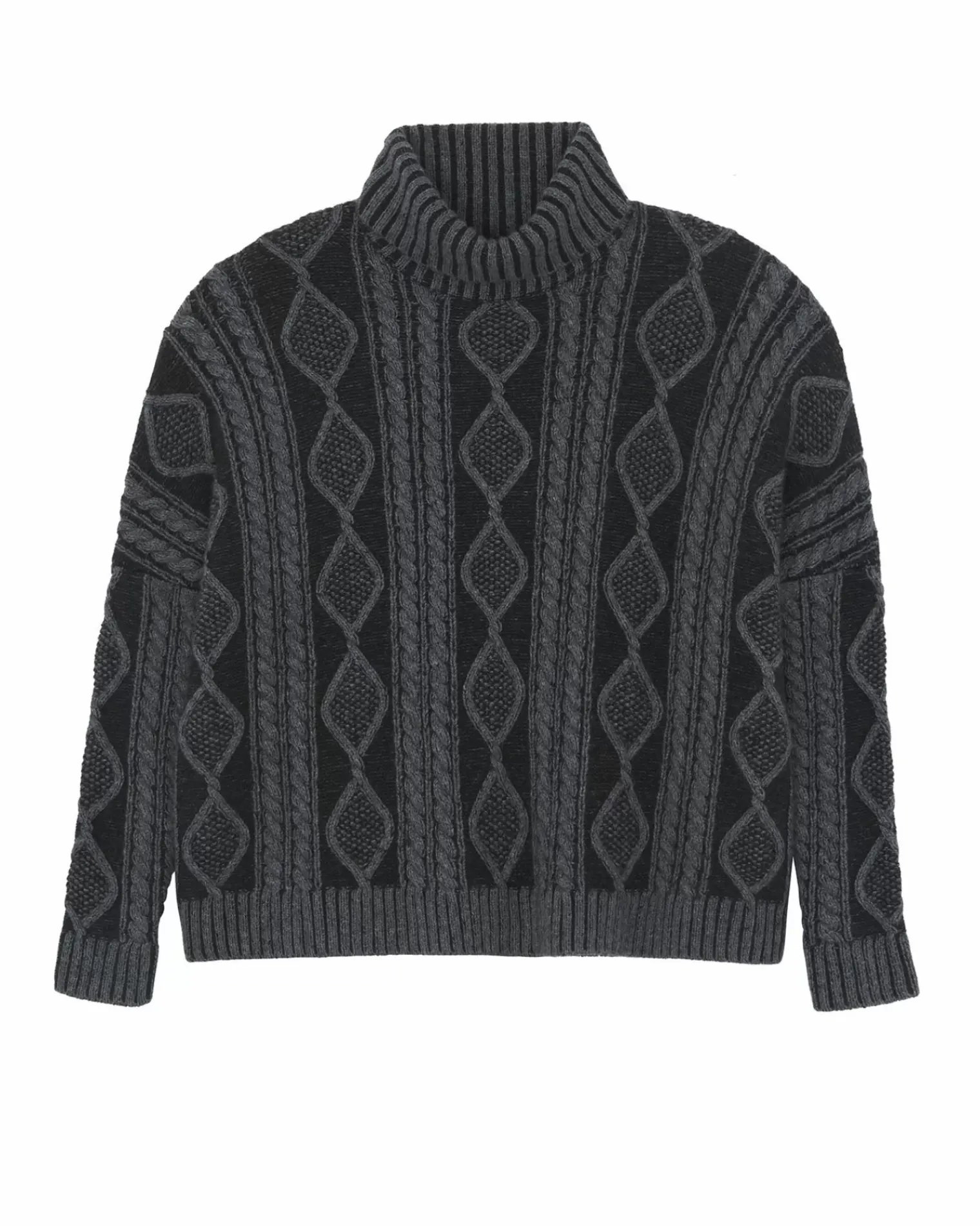 Kujten Sweaters & Sweatshirts>Twisted Turtleneck Cashmere Sweater, 4-Threads Noir