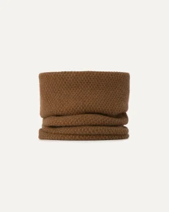Kujten Scarves & Snoods>Unisex Moss Stitched Cashmere Snood Marron Epice