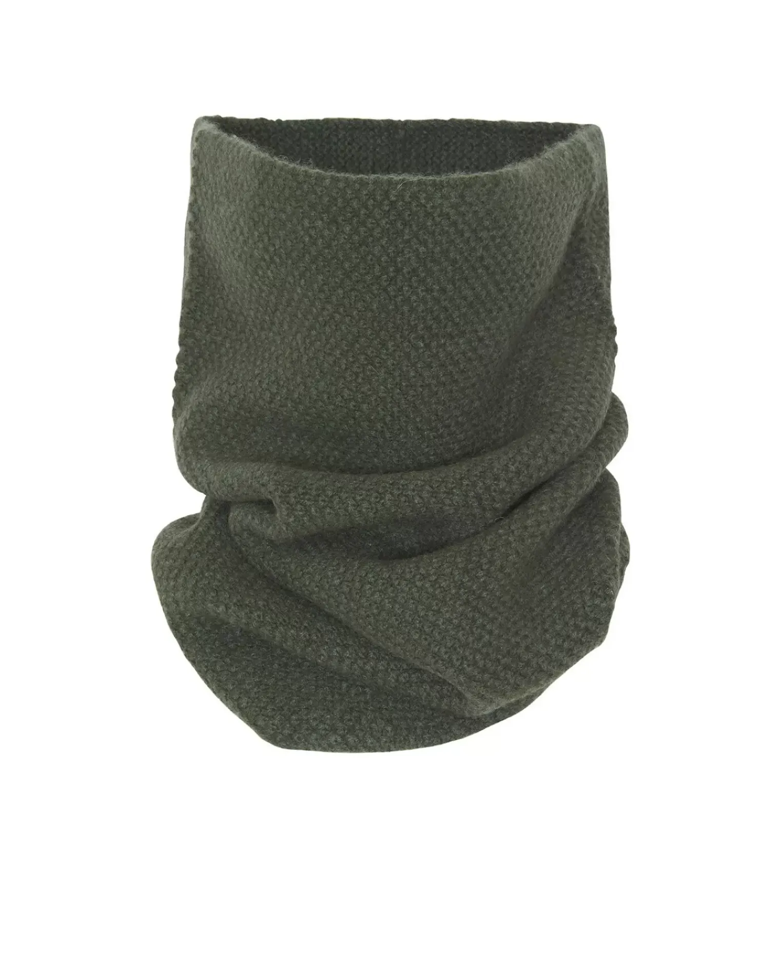 Kujten Scarves & Snoods>Unisex Moss Stitched Cashmere Snood Kaki Fonce