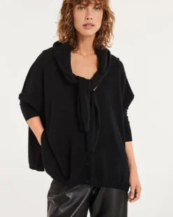 Kujten Jackets & Vests>V-Collar Oversize Cashmere Cardigan Noir
