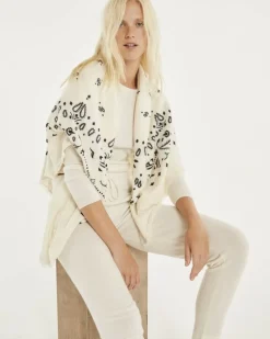 Kujten Scarves & Snoods>Very Large Cashmere Bandana, 2-Threads Blanc