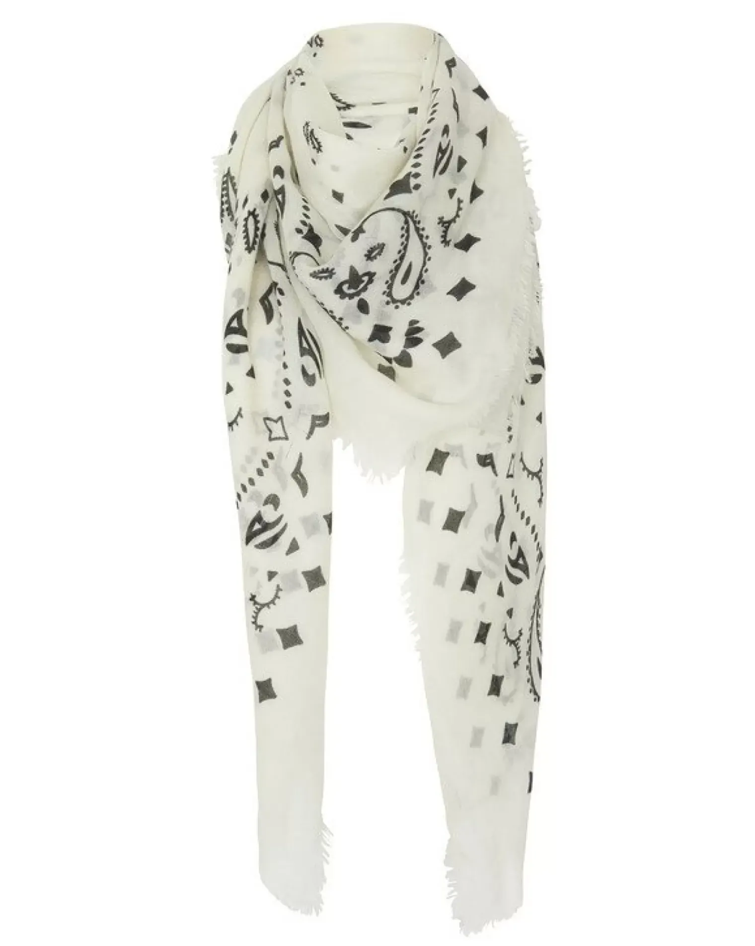 Kujten Scarves & Snoods>Very Large Light Weight Cashmere Bandana, 2-Threads Blanc
