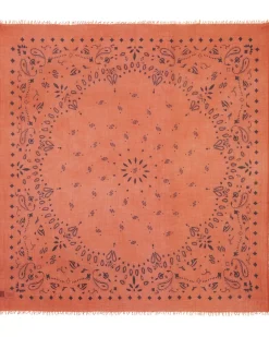 Kujten Scarves & Snoods>Very Large Light Weight Cashmere Bandana, 2-Threads Orange Rosso