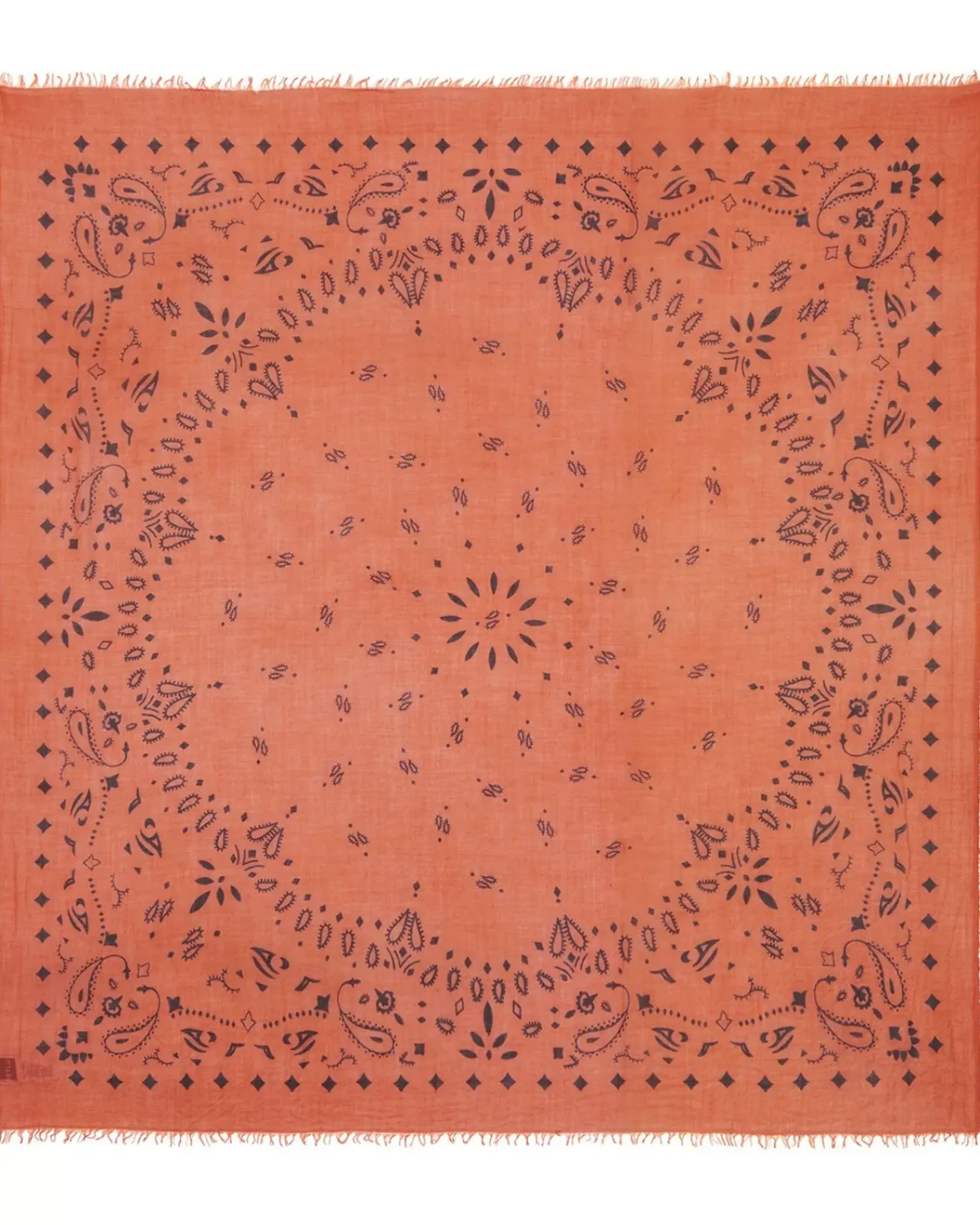 Kujten Scarves & Snoods>Very Large Light Weight Cashmere Bandana, 2-Threads Orange Rosso