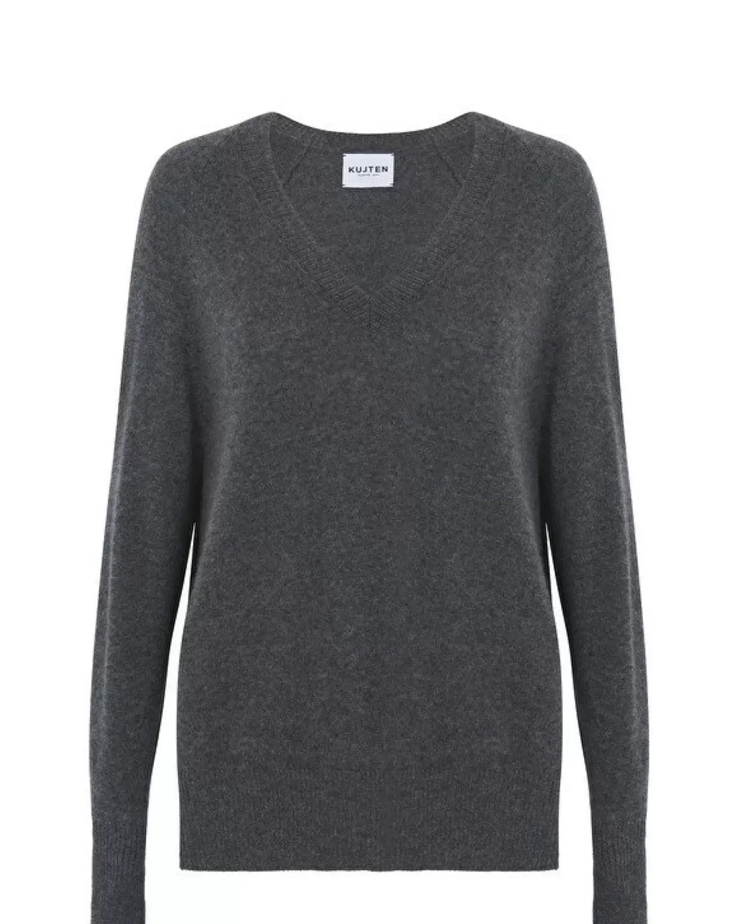 Kujten Sweaters & Sweatshirts>V-Neck Cashmere Sweater, 2-Threads Gris Flanelle