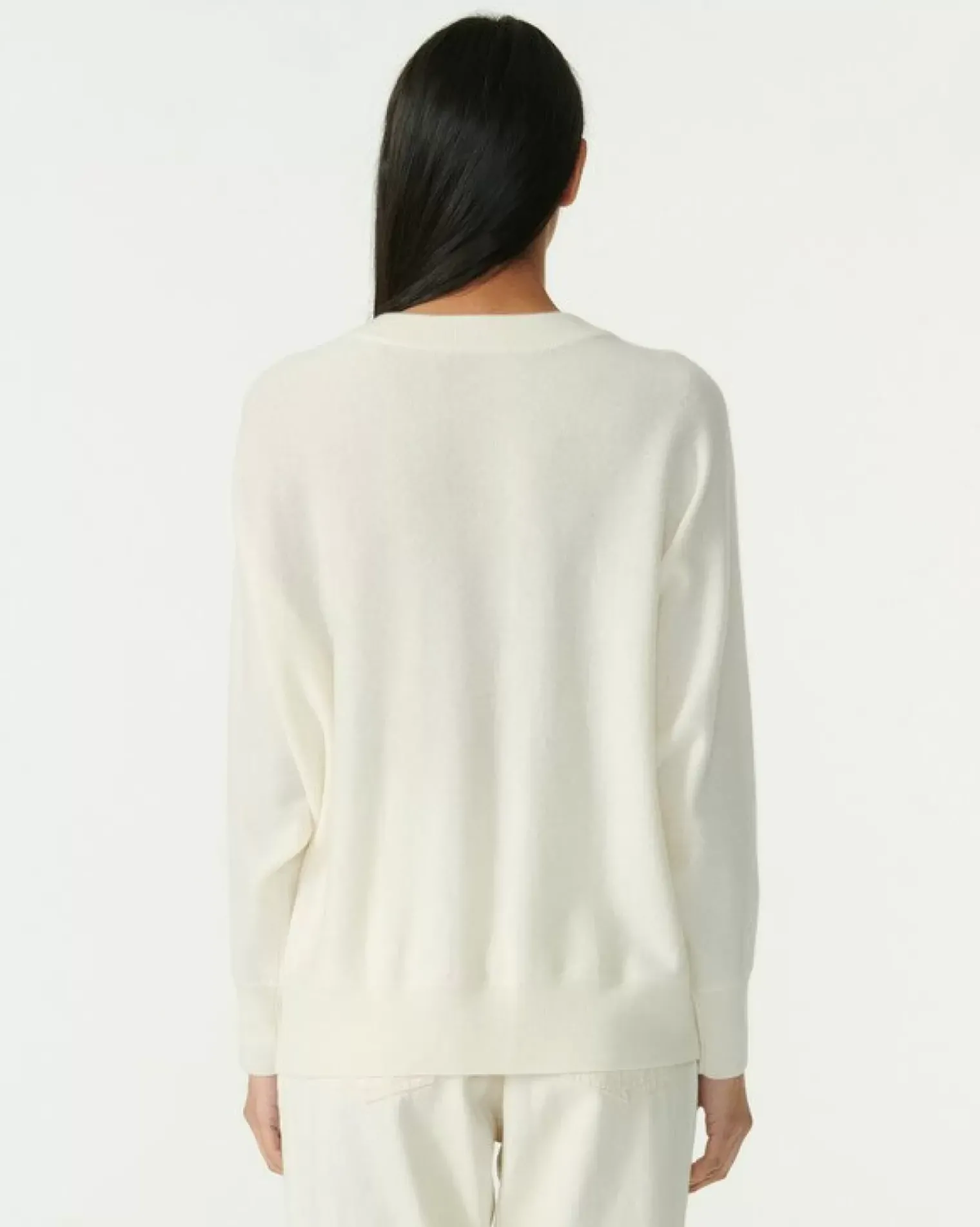 Kujten Sweaters & Sweatshirts>V-Neck Cashmere Sweater, 2-Threads Blanc