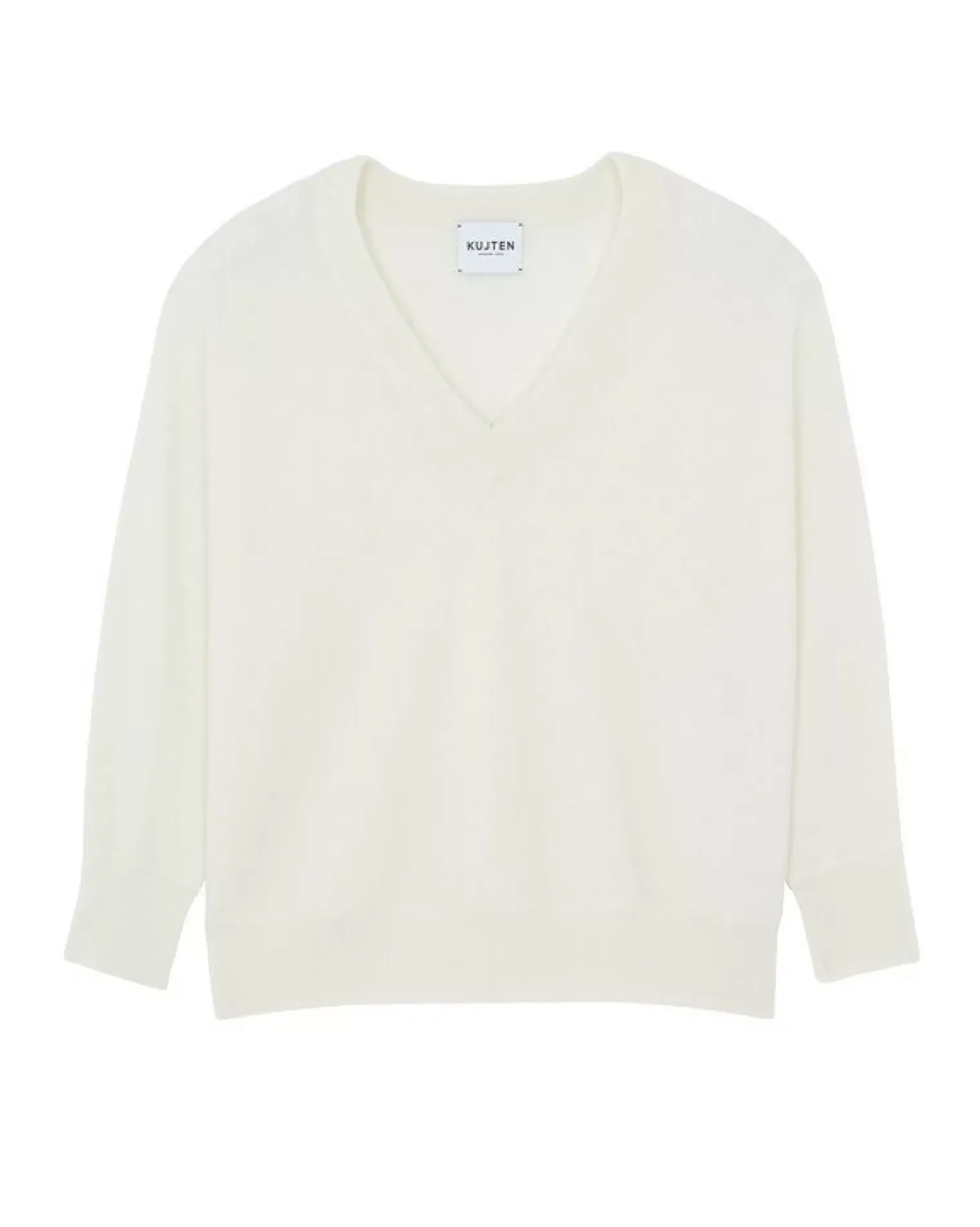 Kujten Sweaters & Sweatshirts>V-Neck Cashmere Sweater, 2-Threads Blanc