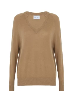Kujten Sweaters & Sweatshirts>V-Neck Cashmere Sweater, 2-Threads Camelo