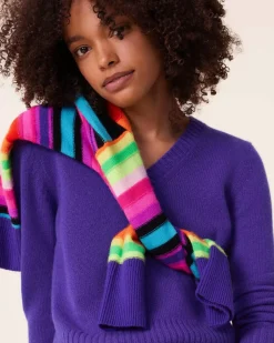 Kujten Sweaters & Sweatshirts>V-Neck Cashmere Sweater, 4-Threads Deep Purple