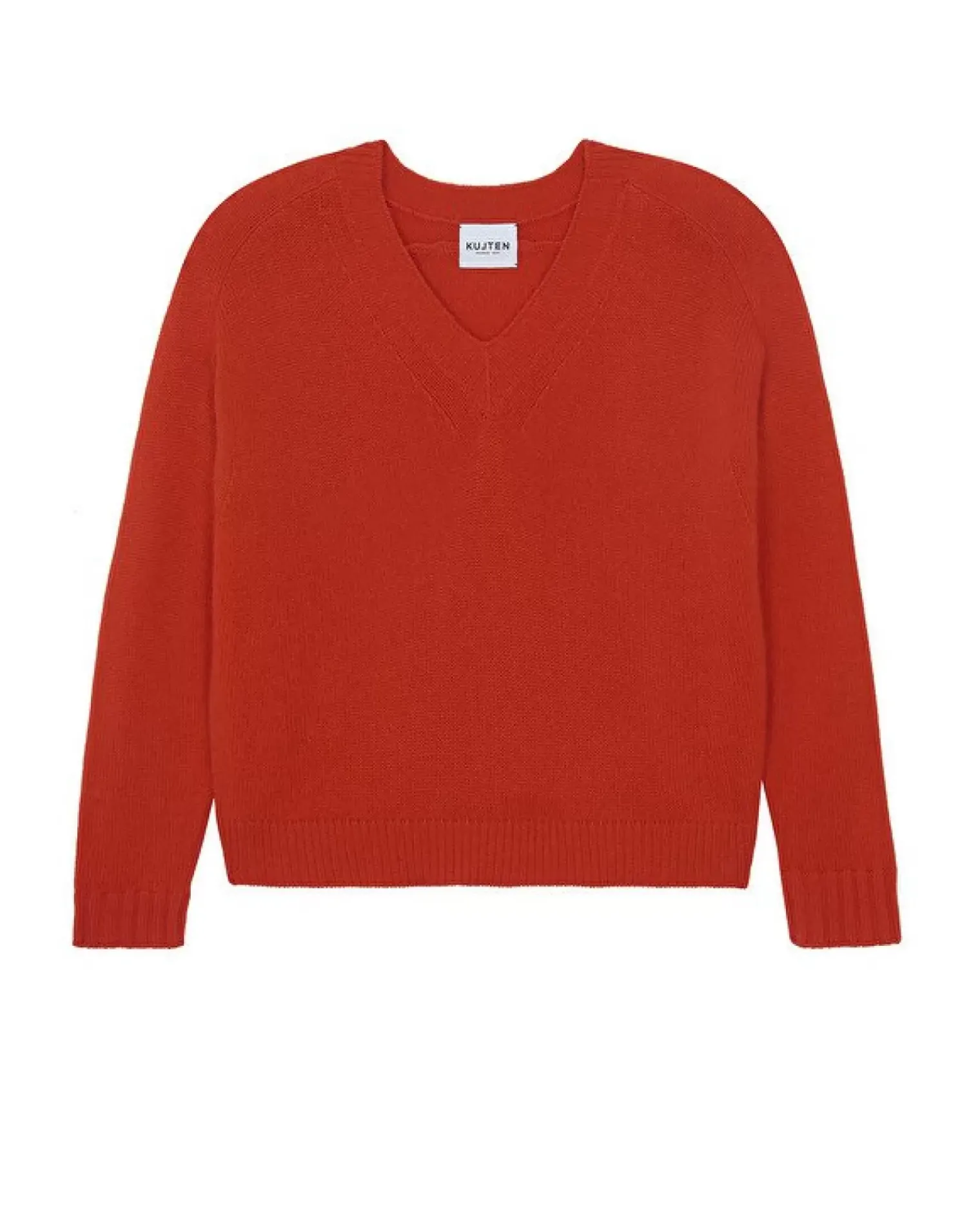 Kujten Sweaters & Sweatshirts>V-Neck Cashmere Sweater, 6-Threads Orange Rosso