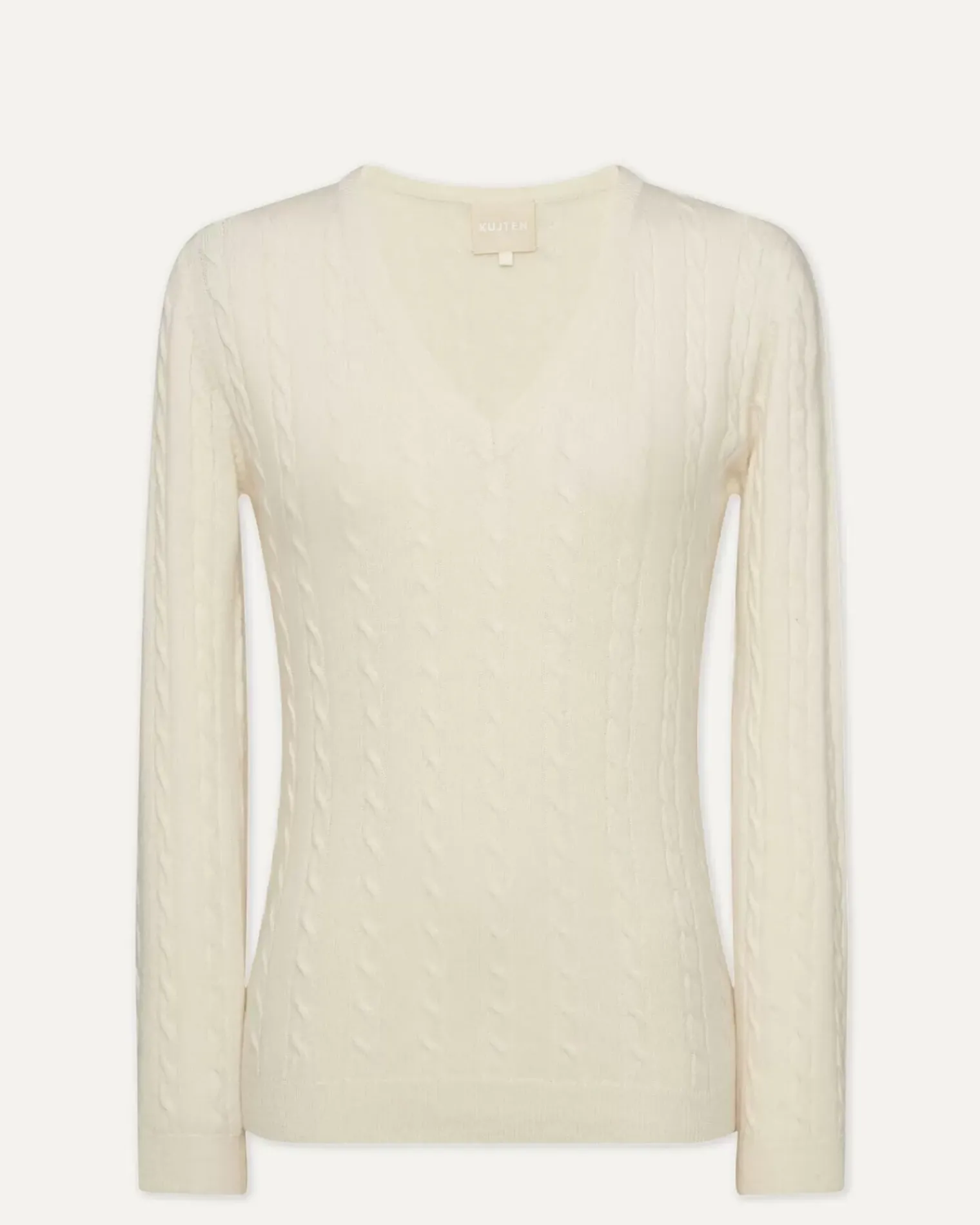 Kujten Sweaters & Sweatshirts>V-Neck Long Sleeves Cashmere Sweater Blanc