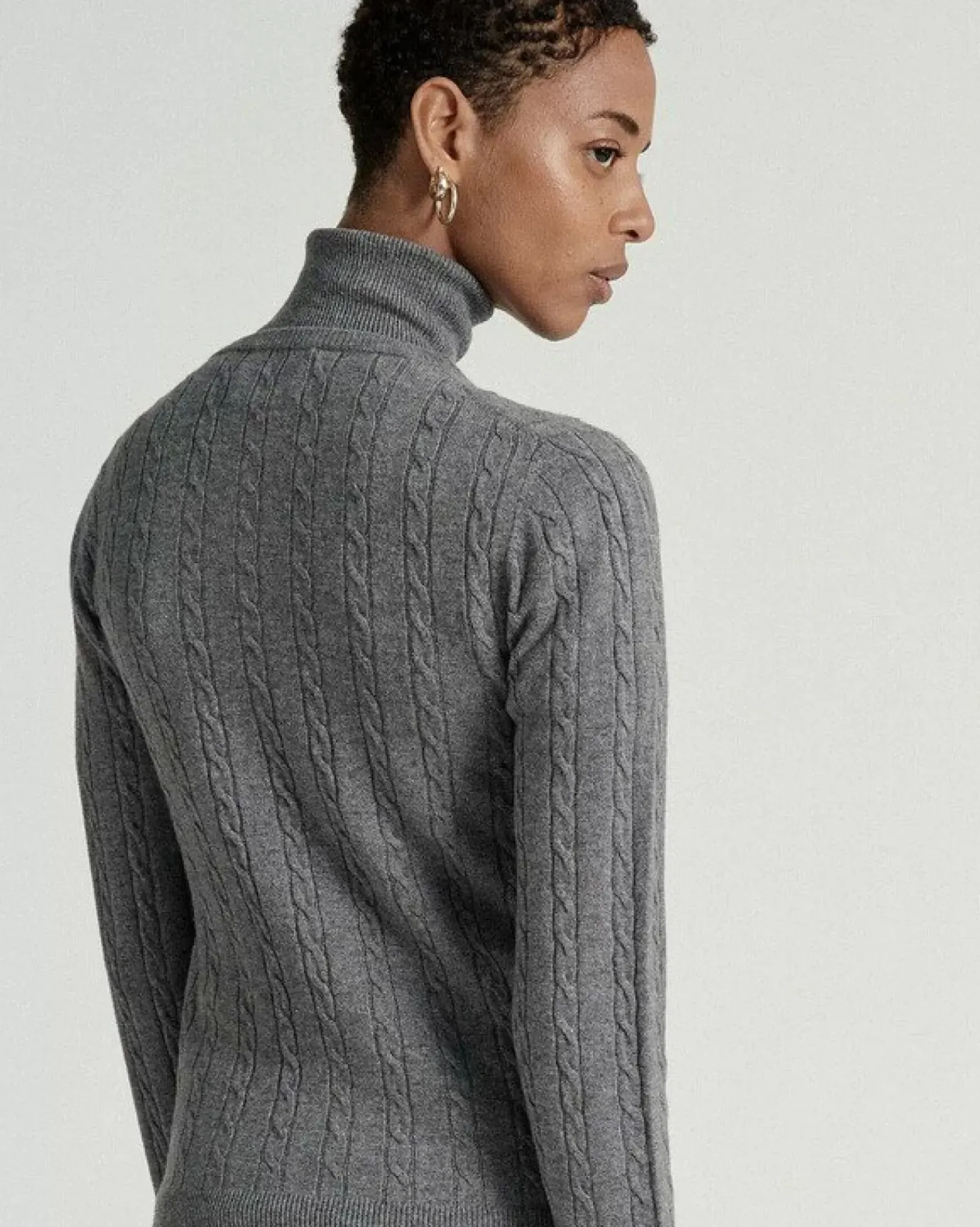 Kujten Sweaters & Sweatshirts>V-Neck Long Sleeves Cashmere Sweater Gris Flanelle