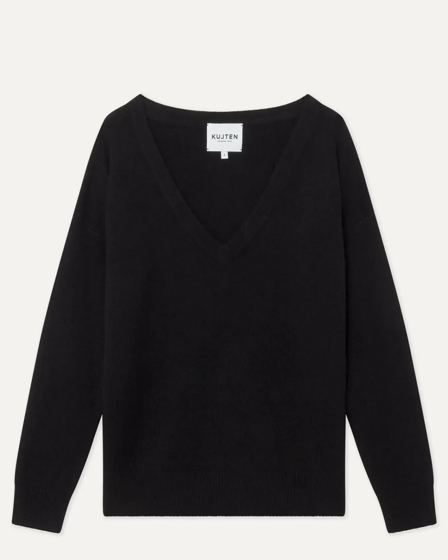 Kujten Sweaters & Sweatshirts>V-Neck Long Sleeves Cashmere Sweater Noir
