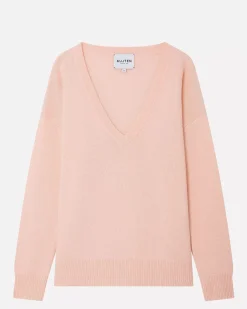 Kujten Sweaters & Sweatshirts>V-Neck Long Sleeves Cashmere Sweater Rose