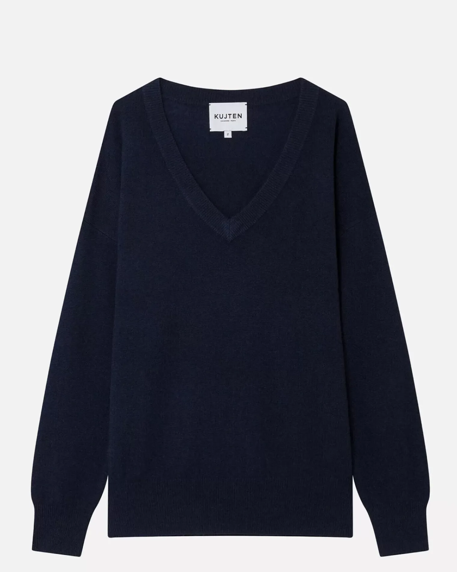 Kujten Sweaters & Sweatshirts>V-Neck Long Sleeves Cashmere Sweater Bleu Marine Fonce