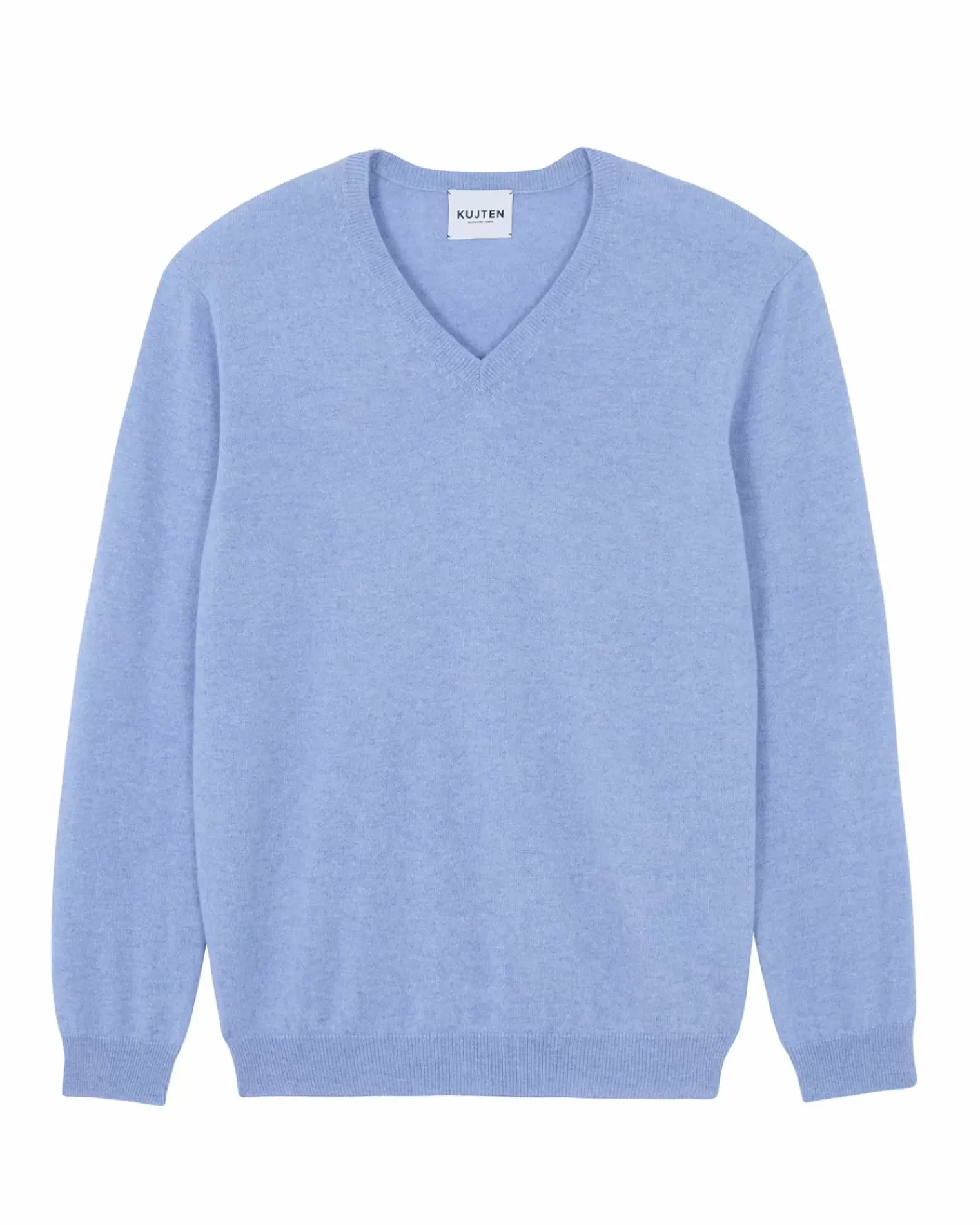 Kujten Sweaters & Sweatshirts>V-Neck Long Sleeves Cashmere Sweater, 2-Threads Bleu Jeans