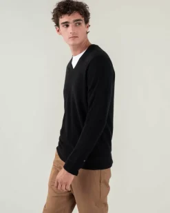 Kujten Sweaters & Sweatshirts>V-Neck Long Sleeves Cashmere Sweater Noir