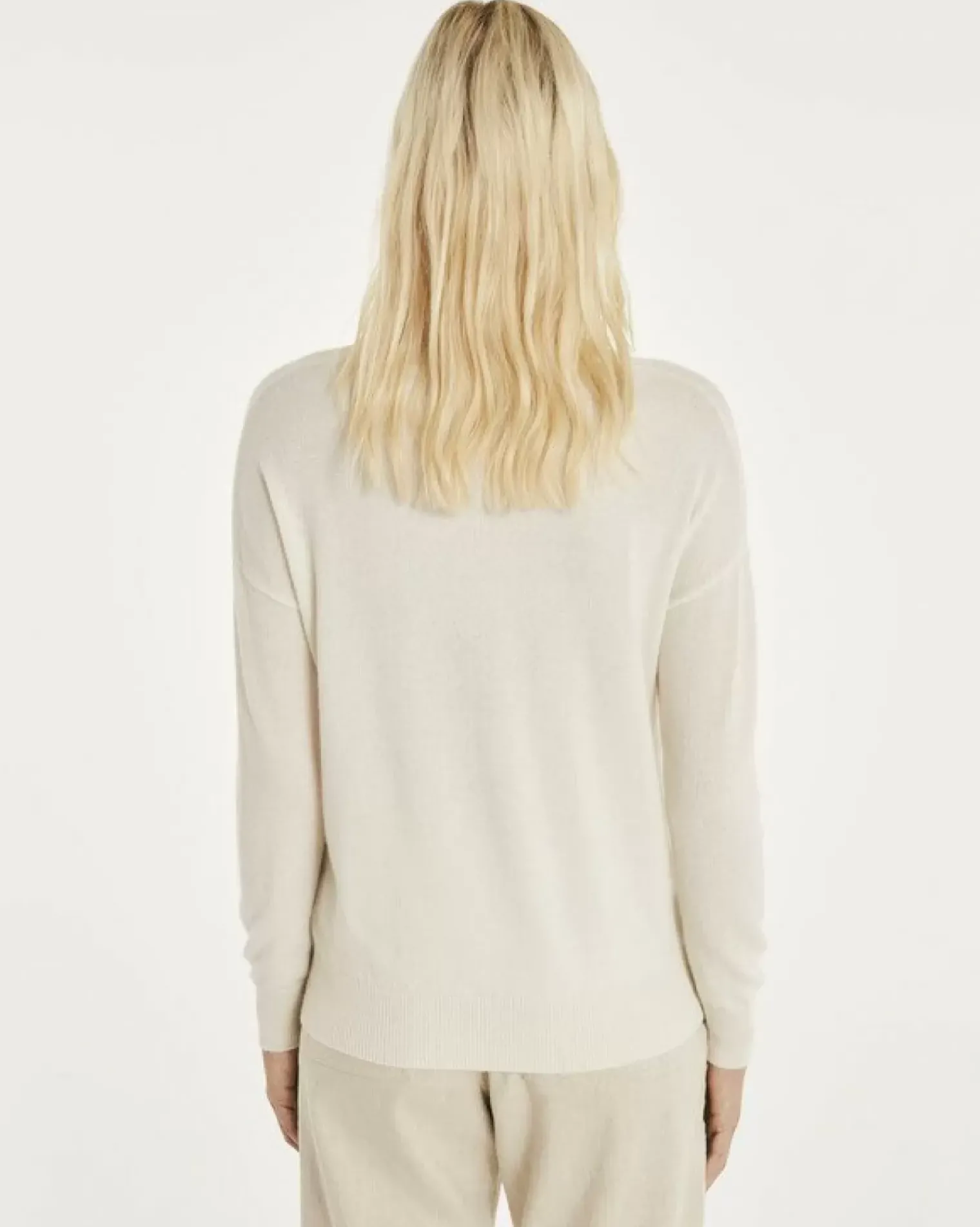 Kujten Sweaters & Sweatshirts>V-Neck Long Sleeves Cashmere Sweater Blanc