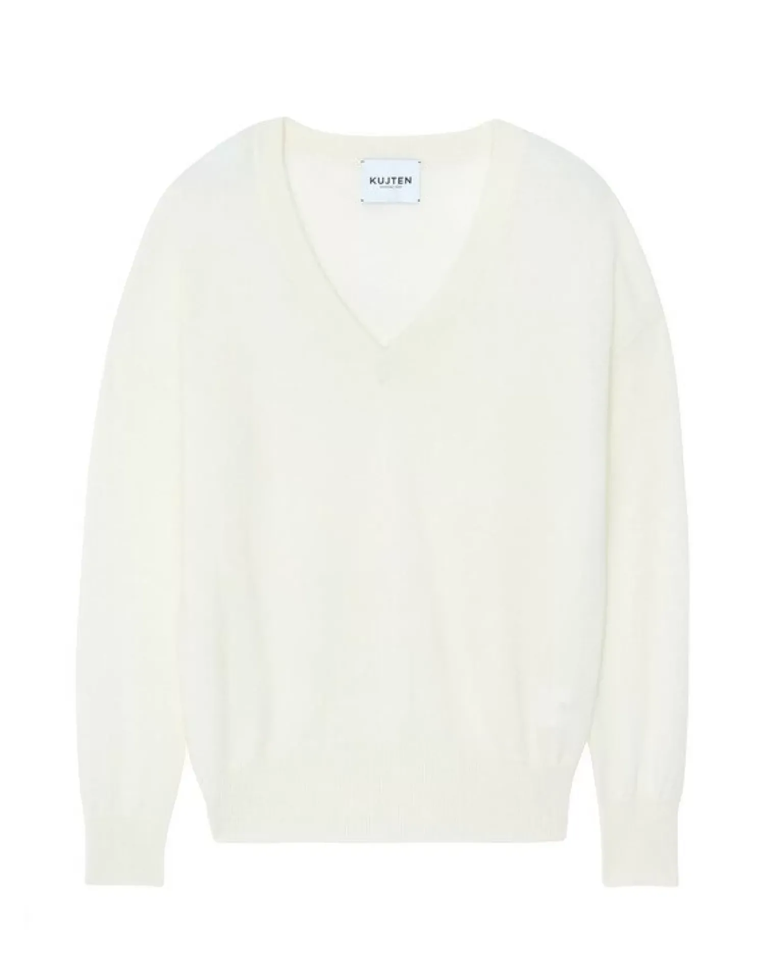 Kujten Sweaters & Sweatshirts>V-Neck Long Sleeves Cashmere Sweater Blanc