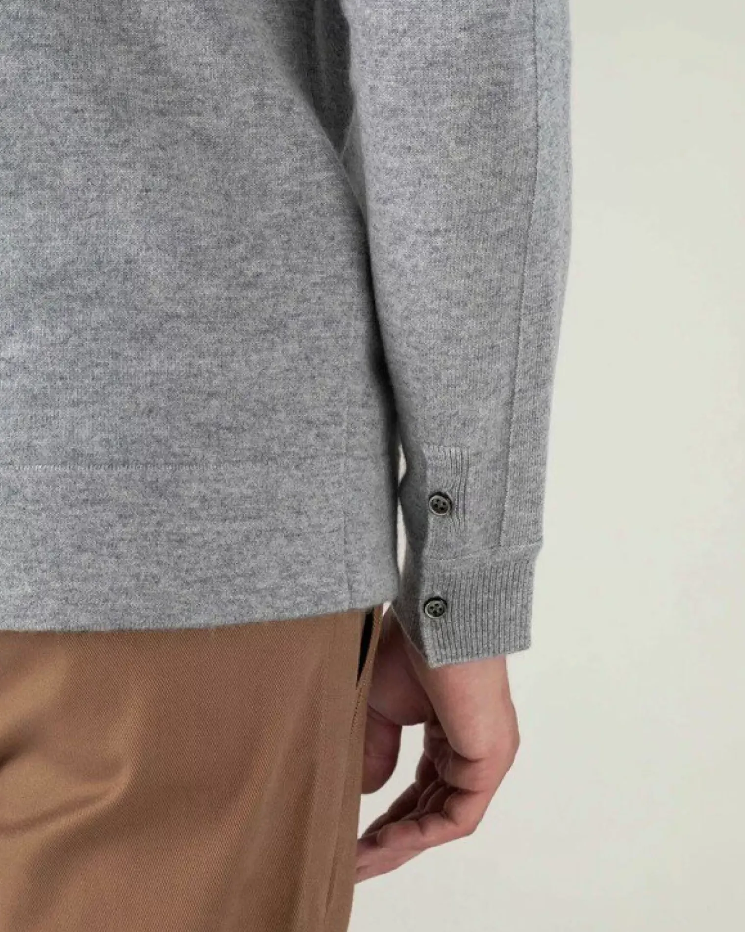 Kujten Sweaters & Sweatshirts>V-Neck Long Sleeves Cashmere Sweater Gris Chine