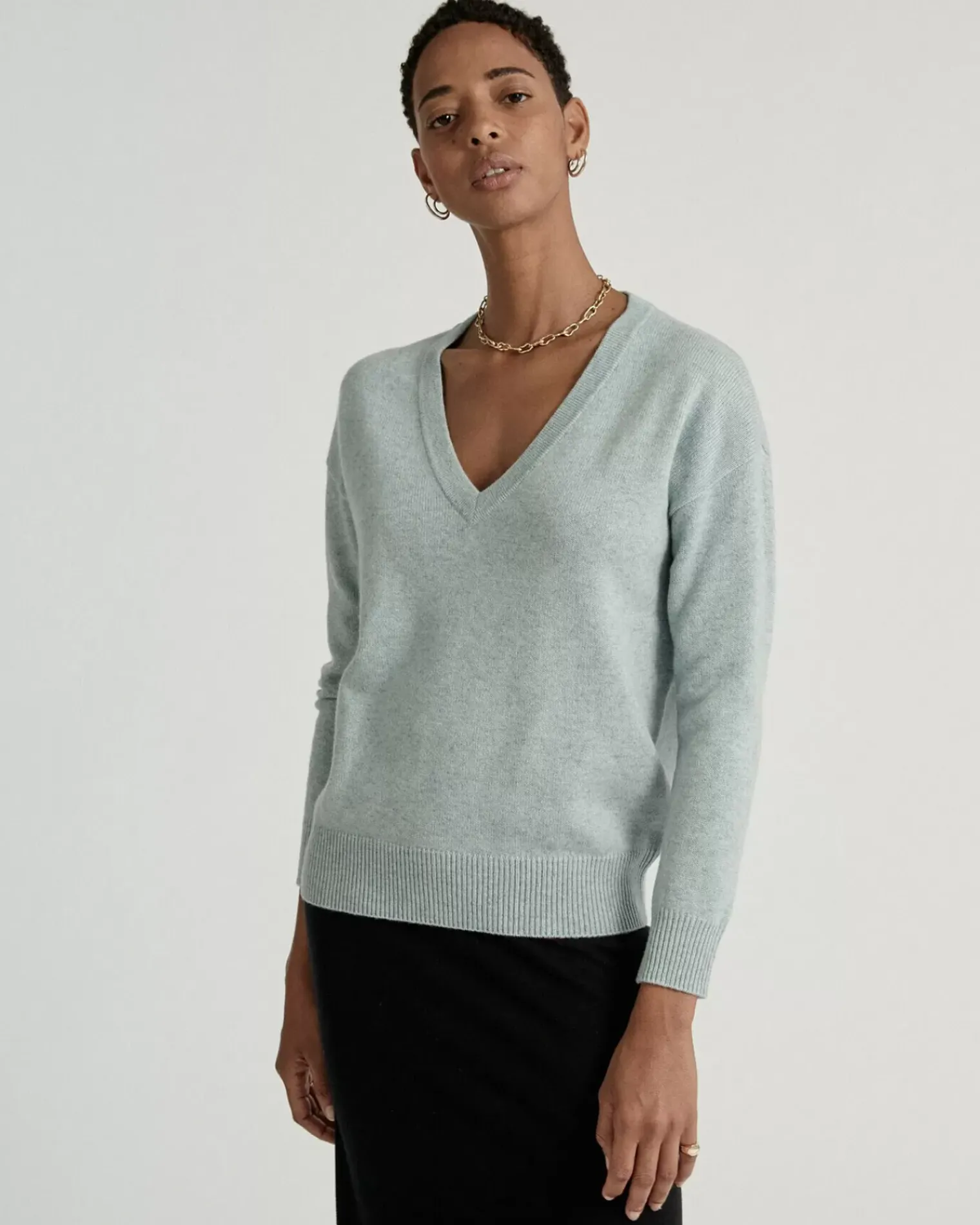 Kujten Sweaters & Sweatshirts>V-Neck Long Sleeves Cashmere Sweater Vert Suzy