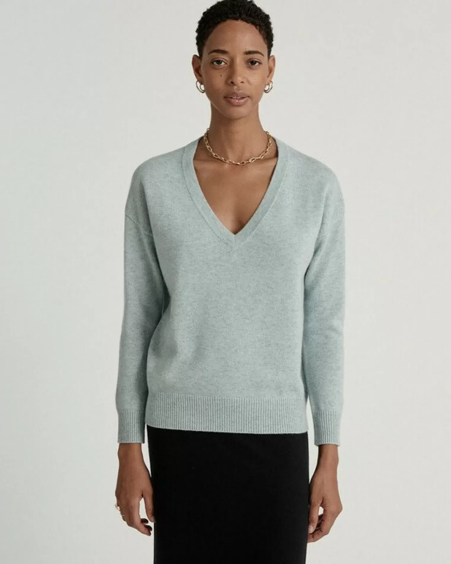 Kujten Sweaters & Sweatshirts>V-Neck Long Sleeves Cashmere Sweater Vert Suzy