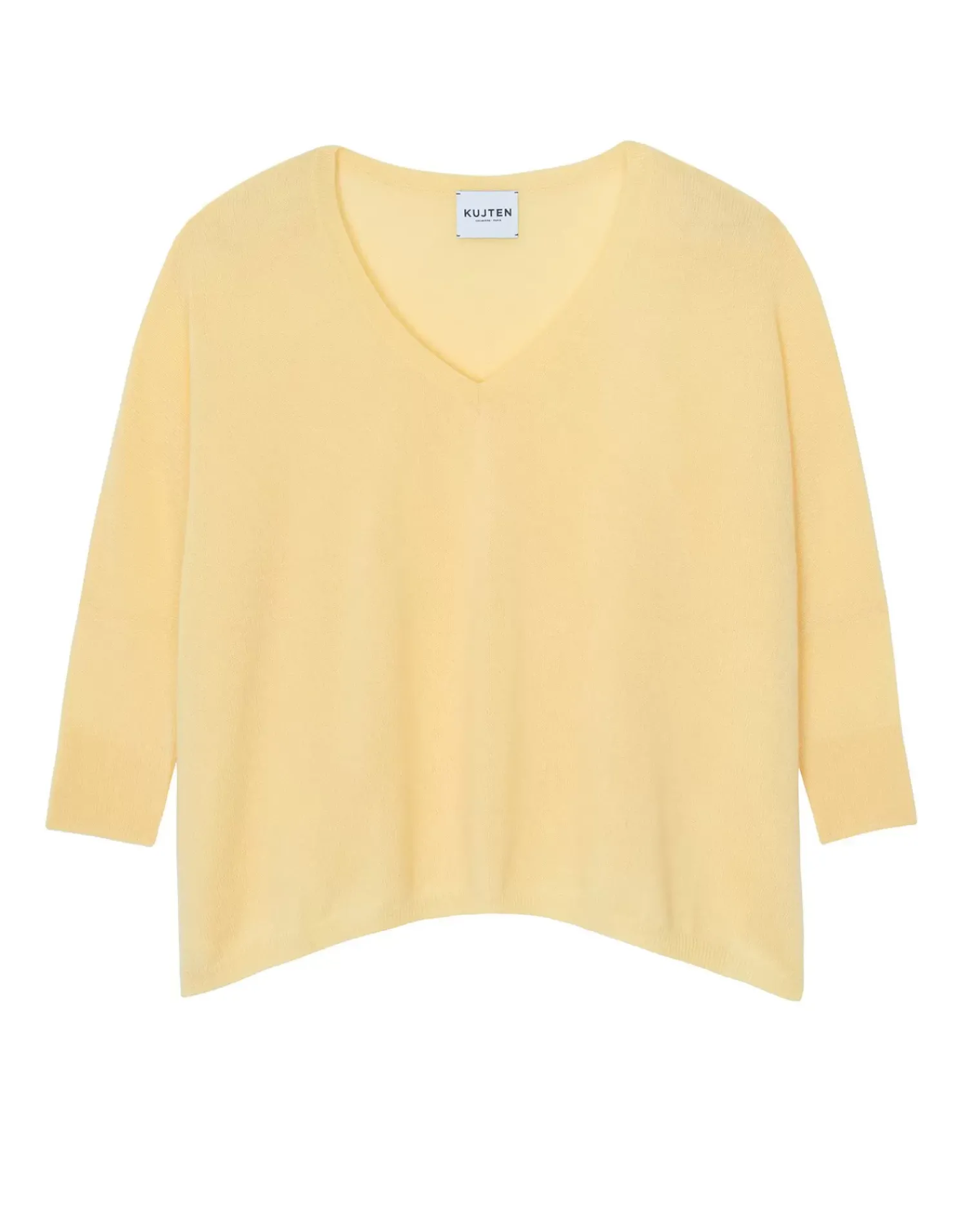 Kujten Sweaters & Sweatshirts>V-Neck Oversize Cashmere Sweater Jaune Eggshell