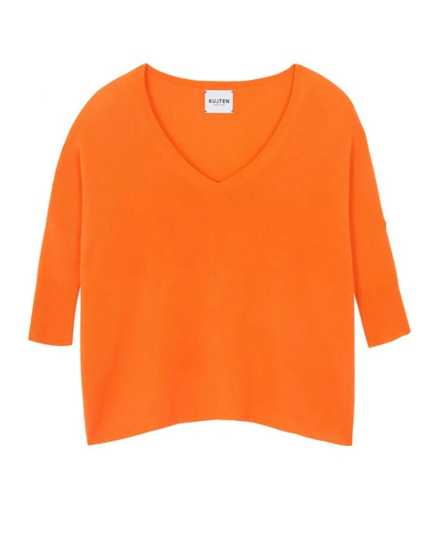 Kujten Sweaters & Sweatshirts>V-Neck Oversize Cashmere Sweater Orange Fluo