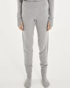 Kujten Joggings & Leggings>Woman Cashmere Jogging With Large Hem Gris Chine