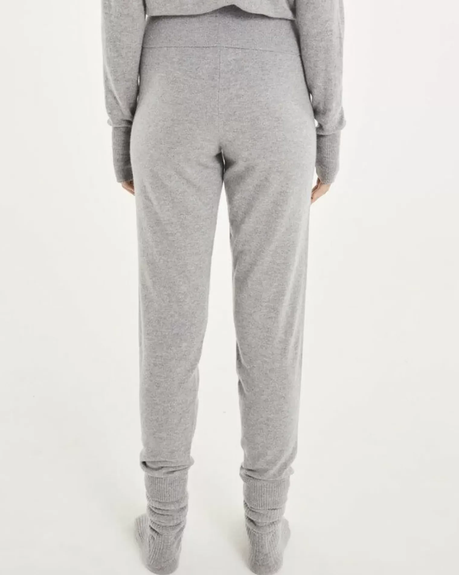 Kujten Joggings & Leggings>Woman Cashmere Jogging With Large Hem Gris Chine