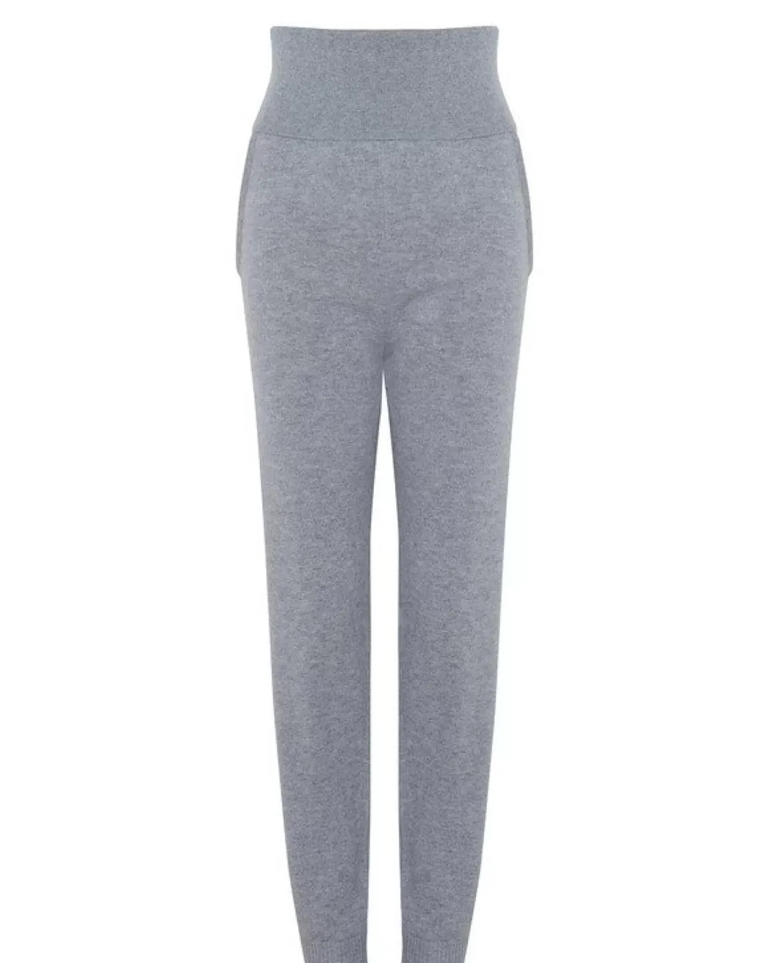 Kujten Joggings & Leggings>Woman Cashmere Jogging With Large Hem Gris Chine