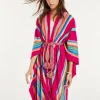 Kujten Capes & Ponchos>Woman Fringed Cashmere Cape Rose Magenta