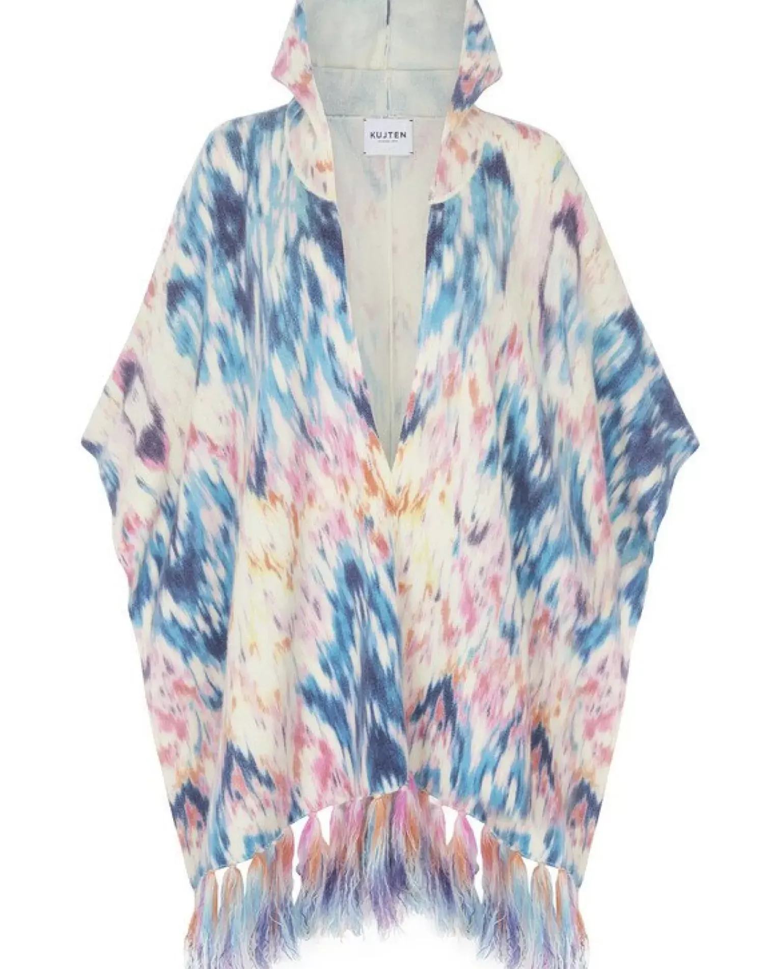 Kujten Capes & Ponchos>Woman Fringed Cashmere Cape Candy Pink