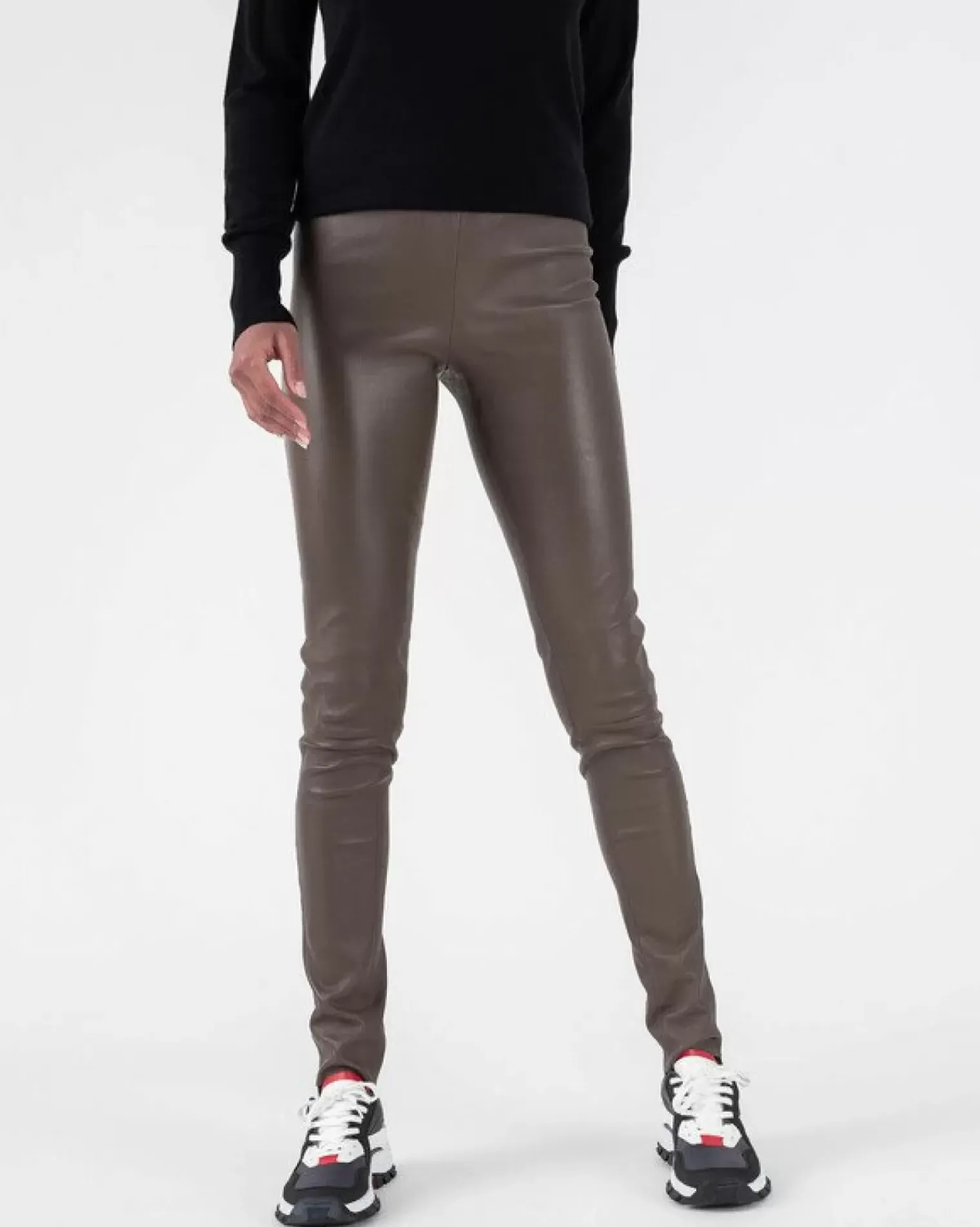Kujten Joggings & Leggings>Woman Leather Legging Beige Taupe