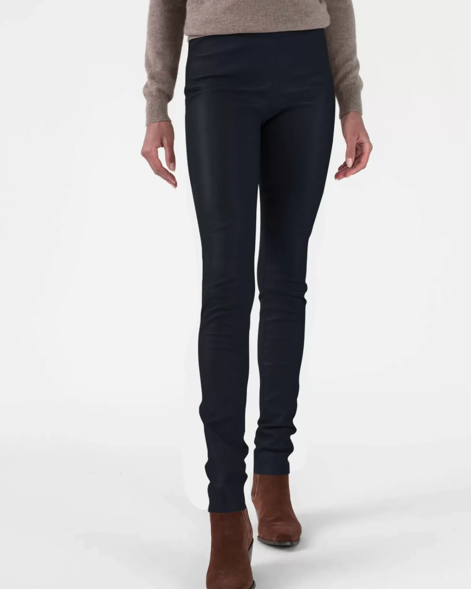 Kujten Joggings & Leggings>Woman Leather Leggings Bleu Marine Fonce